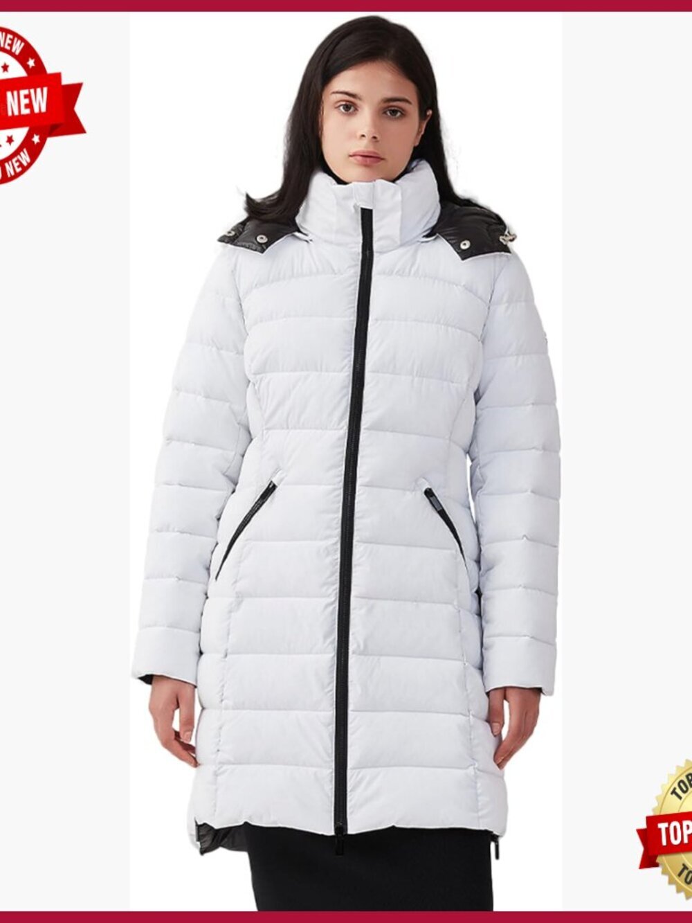 Women's Winter Packable Hooded Vegan Down Parka Jacket Slim Fit
